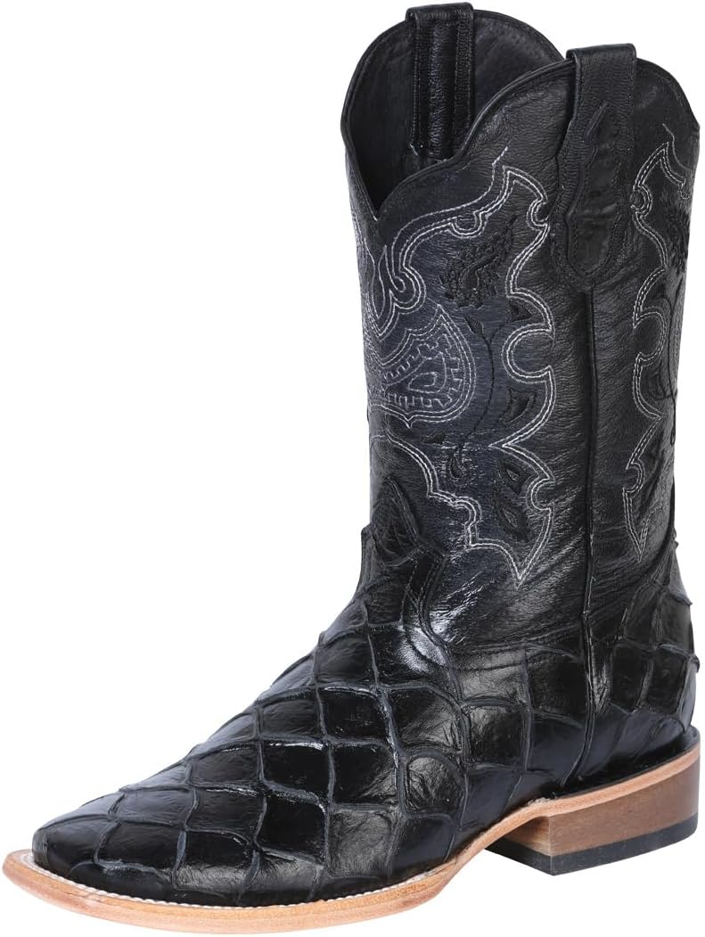 

Ковбойские сапоги Rodeo с кожаным принтом монстр-рыбы, гравировка на коже для мужчин, Bota Vaquera pescado gravada Generic, черный