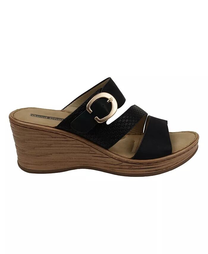 Женские комфортные босоножки на танкетке с пряжкой Odalis GC Shoes, черный — фото 2