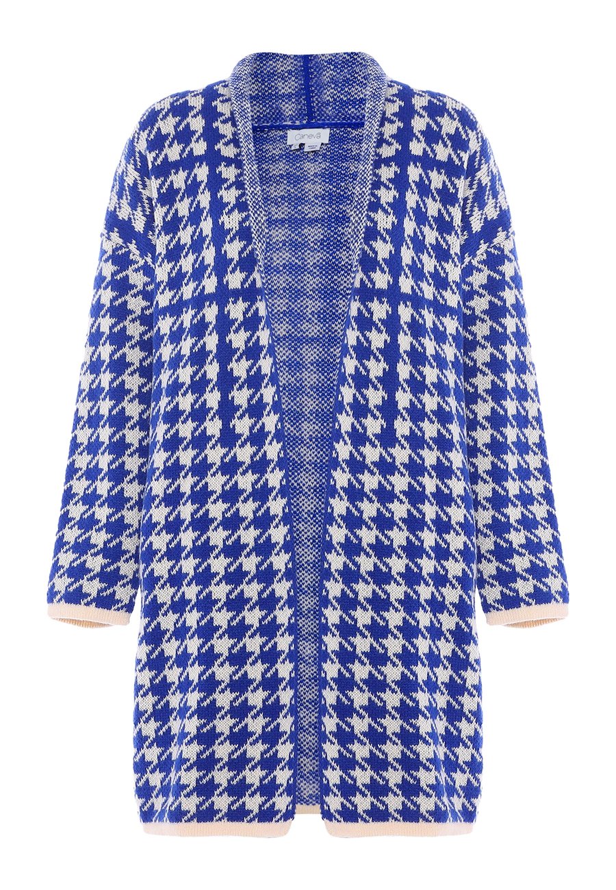 

Кардиган faina CO-BRANDED WITH CANEVA, Wollweiss Blau Kariert/White