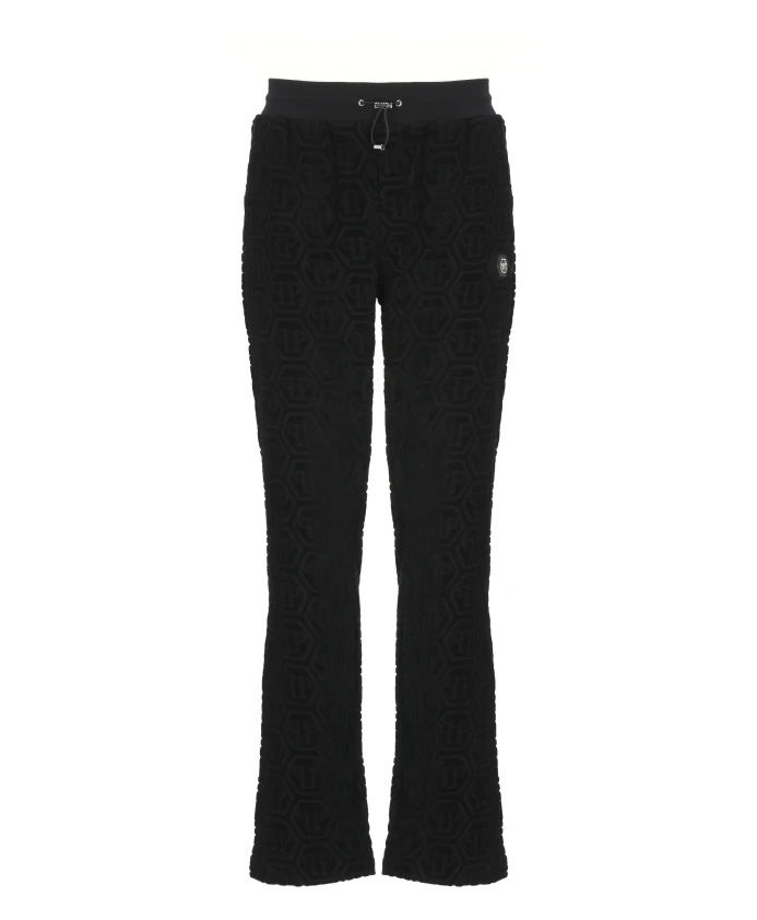 

Черные хлопчатобумажные брюки с монограммой. Philipp Plein, черный