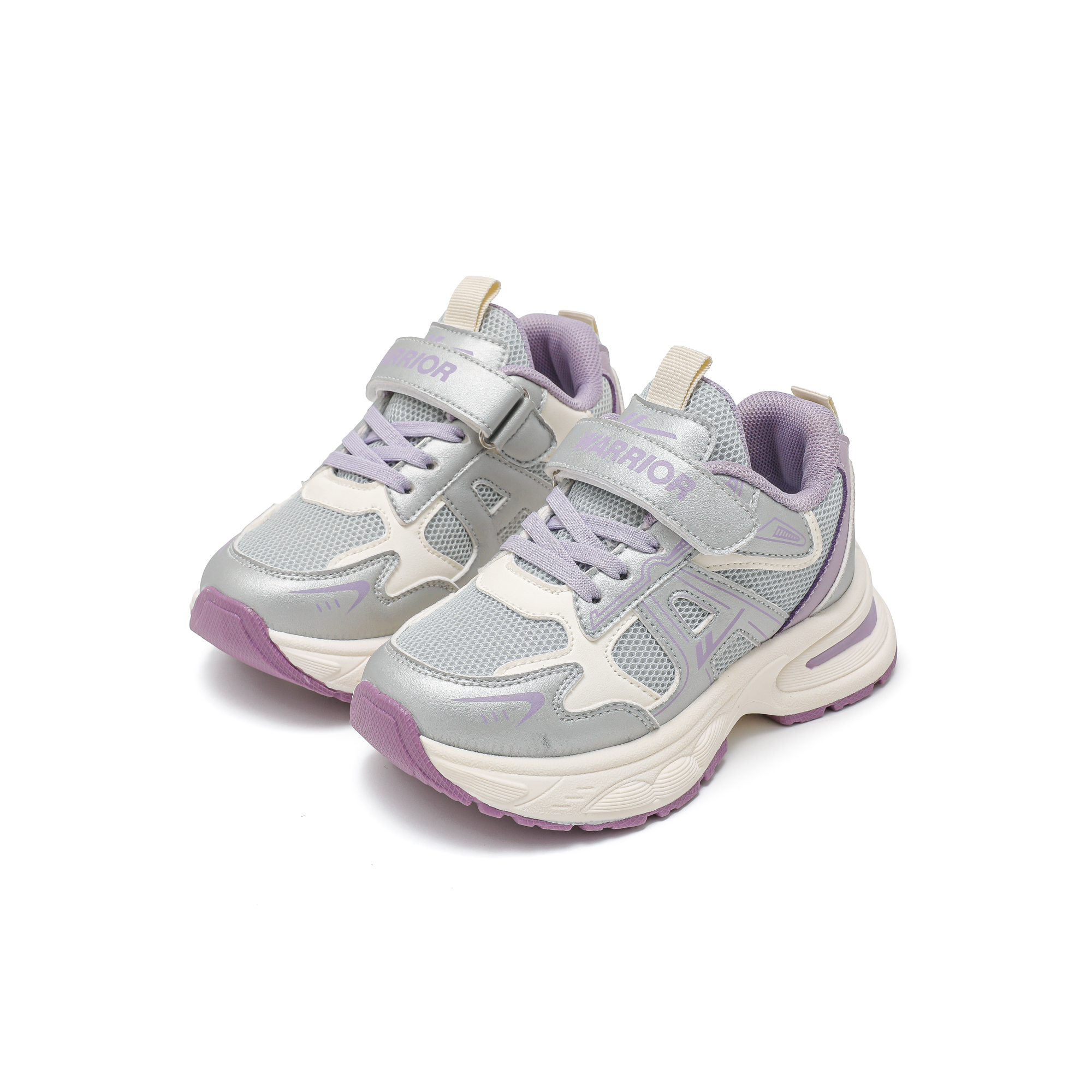 Детские дышащие кроссовки Mid top для детей 3-7 лет WARRIOR, серебро серый — фото 4