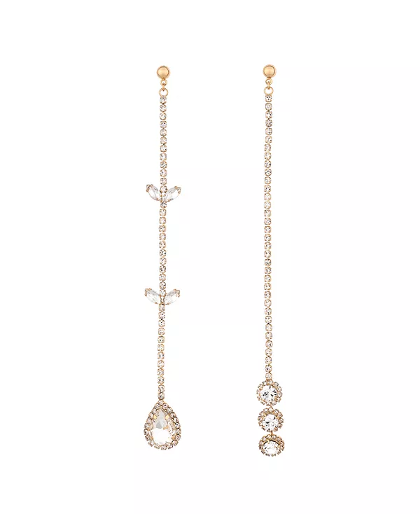 

Асимметричные серьги Mix it Crystal, покрытые 18-каратным золотом Ettika, gold