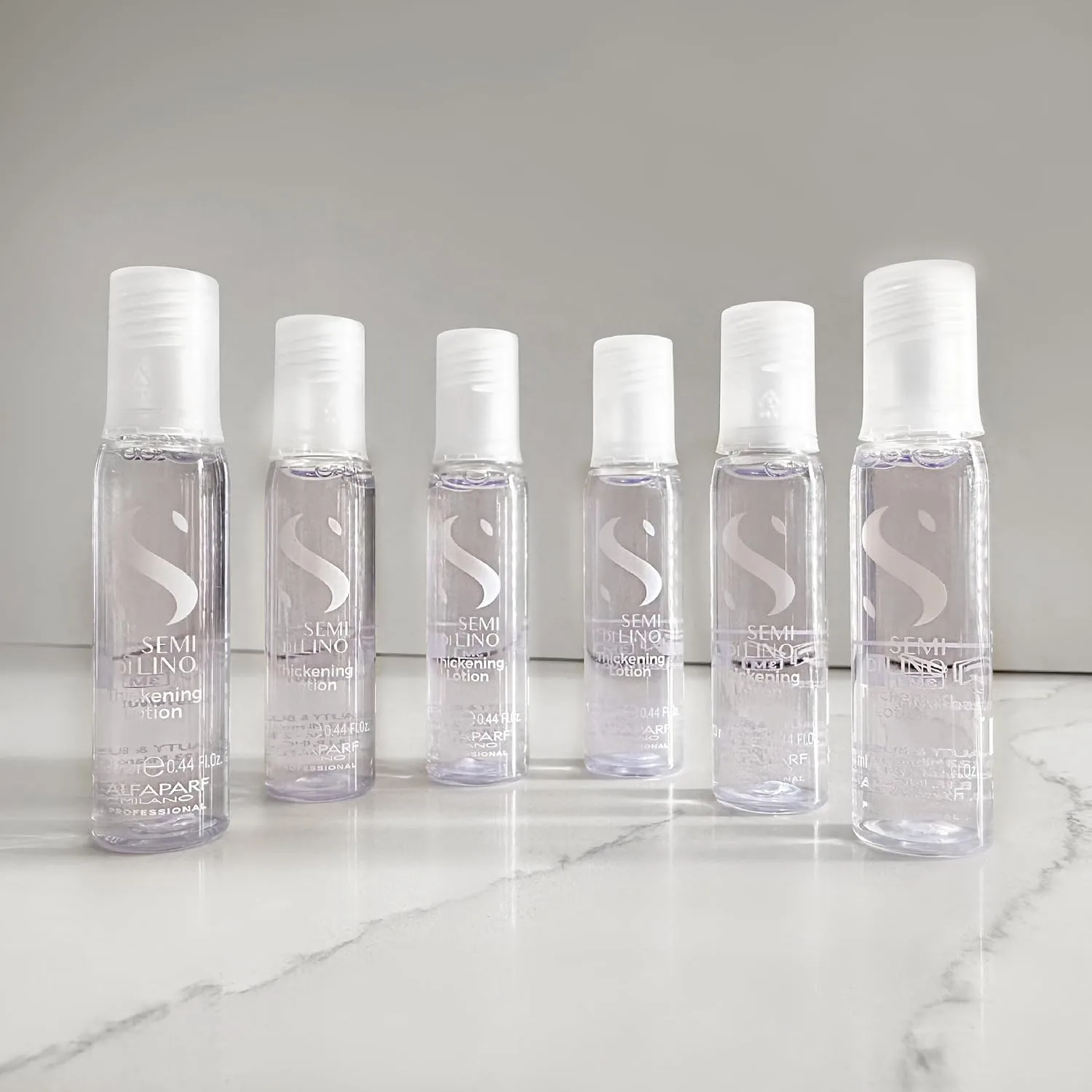 Alfaparf Milano Semi di Lino Density Thickening Leave-In Treatment for Thin Hair - Термозащита - Придает объем и густоту волосам - Средство для придания объема - Молодые и густые волосы - 6 флаконов — фото 4