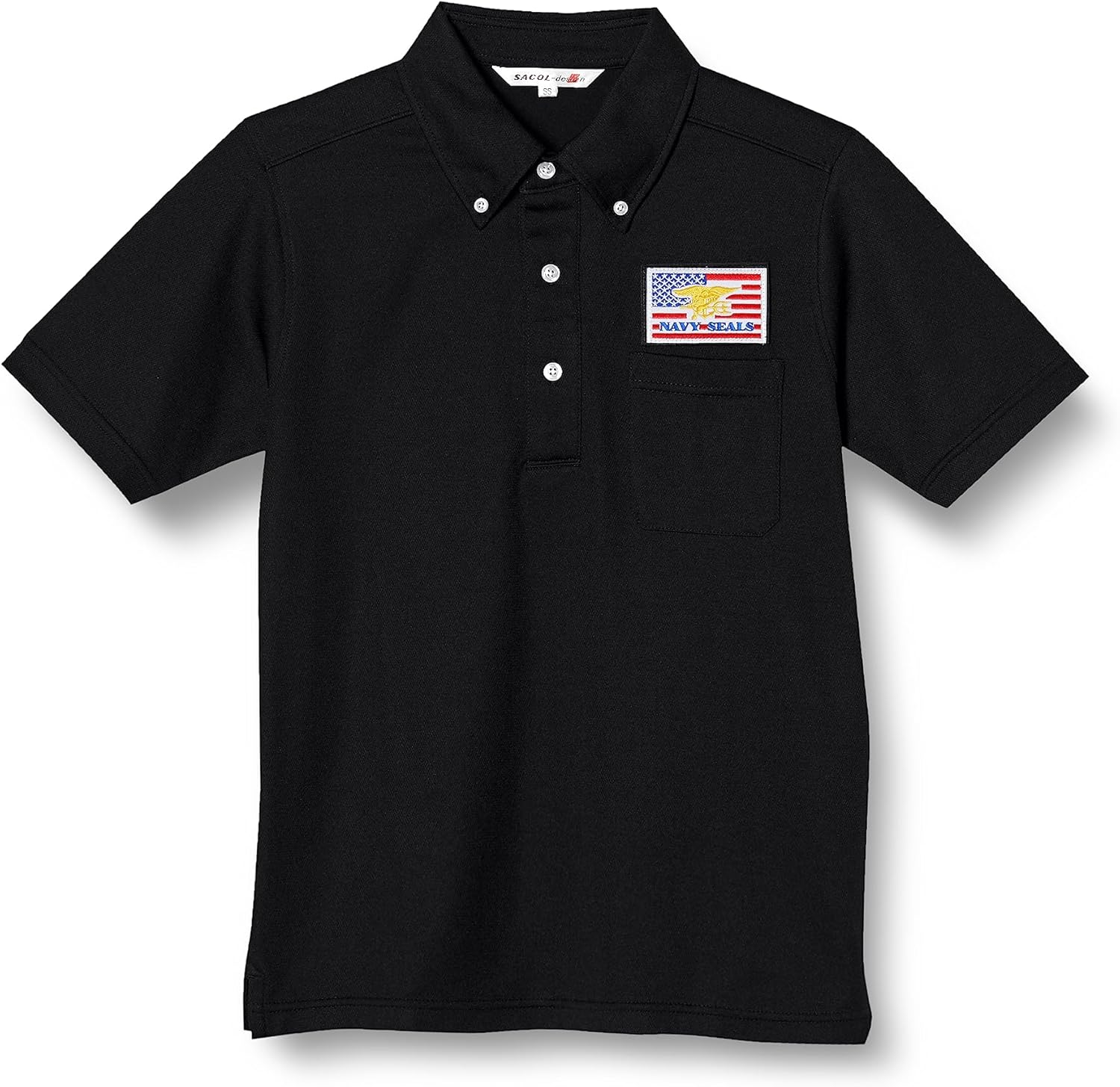 

Поло F-Style F-SD021123, эмблема армии США, влагоотводящая, быстросохнущая, с карманами, с коротким рукавом, на пуговицах, черная