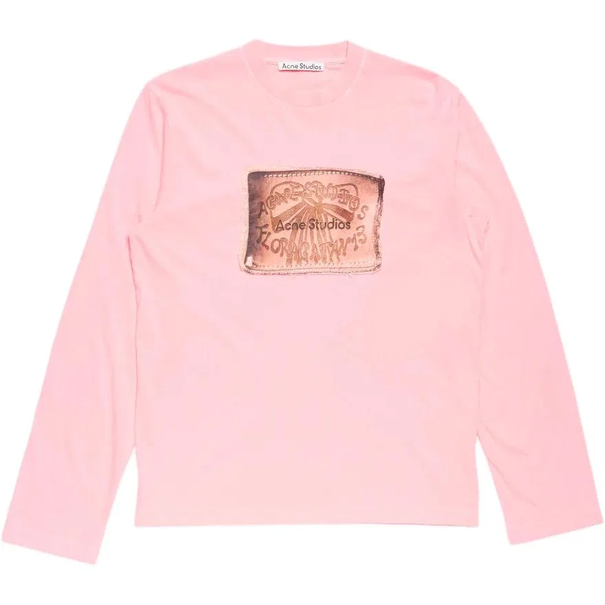 Футболка с длинным рукавом с принтом Acne Studios, Neon Pink