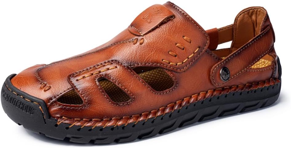 

Мужские сандалии Asifn с закрытым носком, с полыми участками, повседневные, дышащие, мягкие, легкие, удобные, летние, пляжные, для рыбалки, прогулок, походов и бродьбы, коричневый