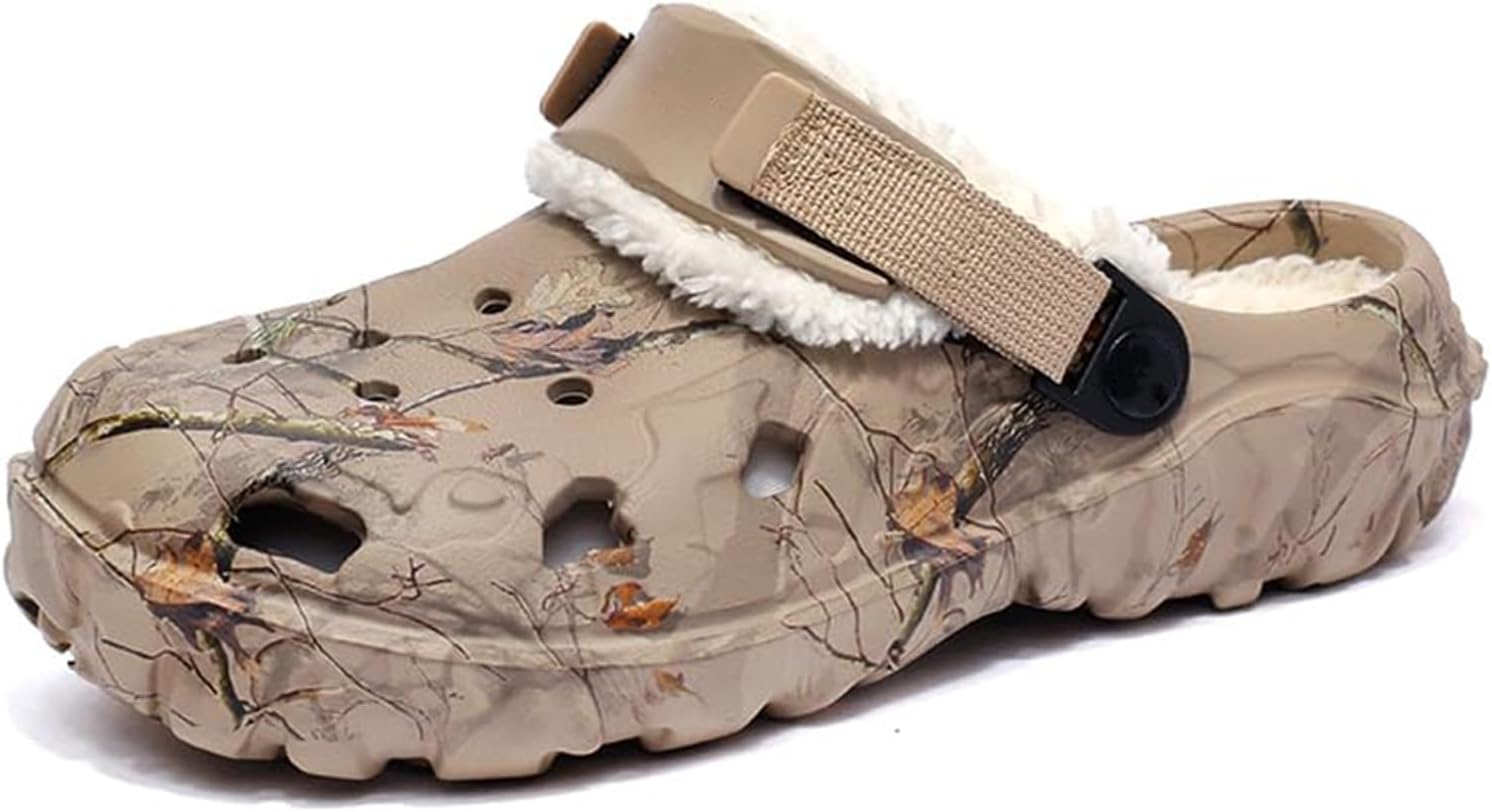 

Сабо-сандалии для женщин и мужчин, зимние с меховой подкладкой и флисом, спортивные сандалии, легкие, дышащие, теплые и пушистые для прогулок, повседневные модные нескользящие сандалии для дома и улицы Lghlmcl, хаки