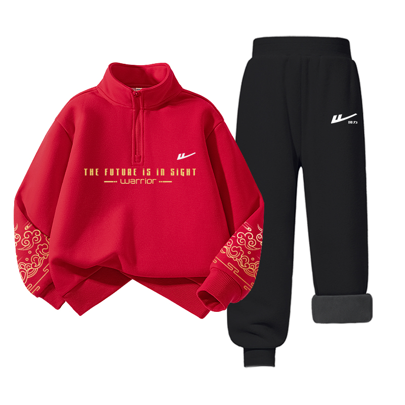 

Детская повседневная спортивная одежда WARRIOR, [fleece-linedкрасныйh english золото logo-черный/h silicone huili белый k