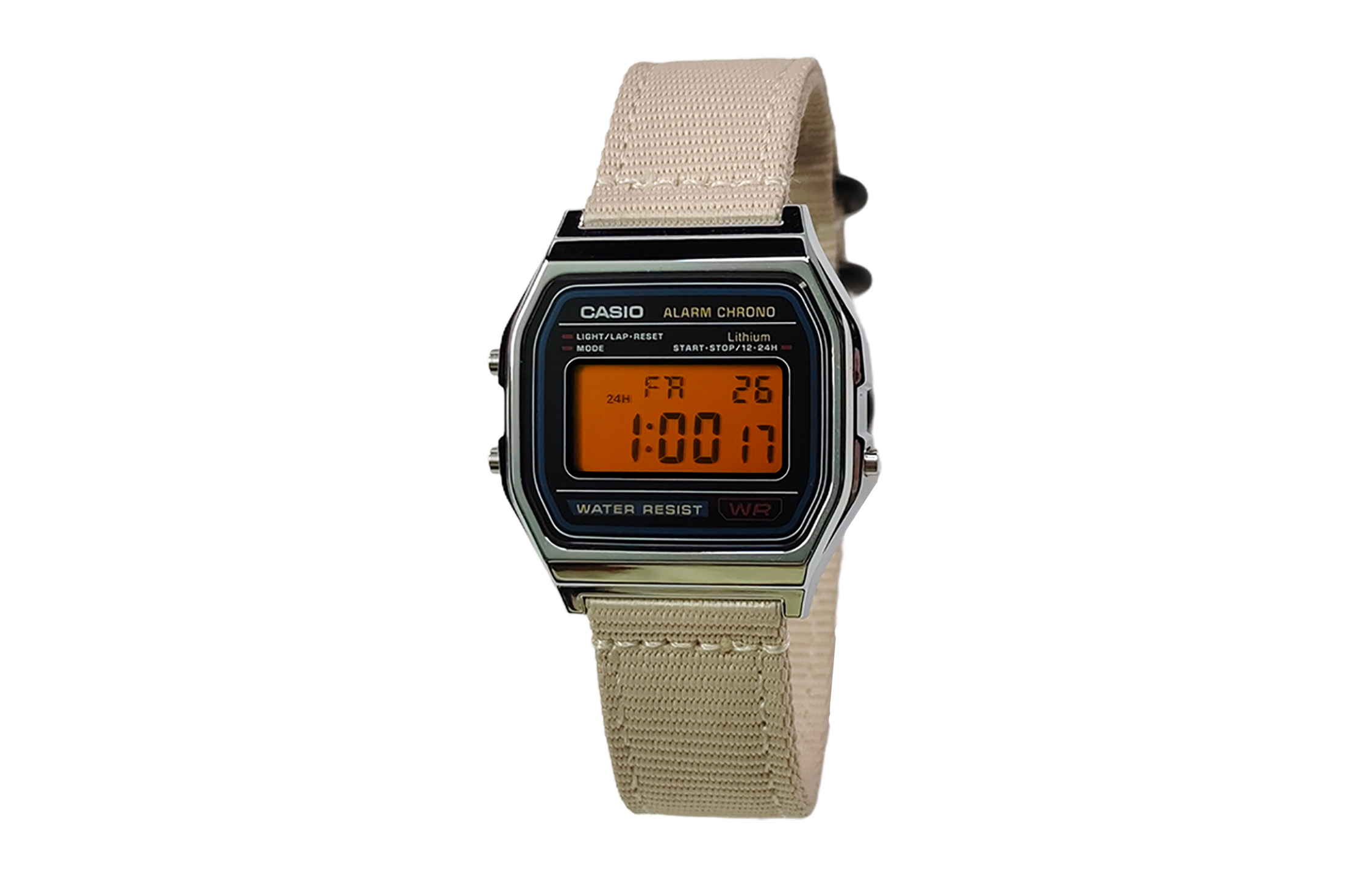 

CASIO Мужские часы Retrofit Series с кварцевым механизмом и нейлоновым ремешком, черный циферблат