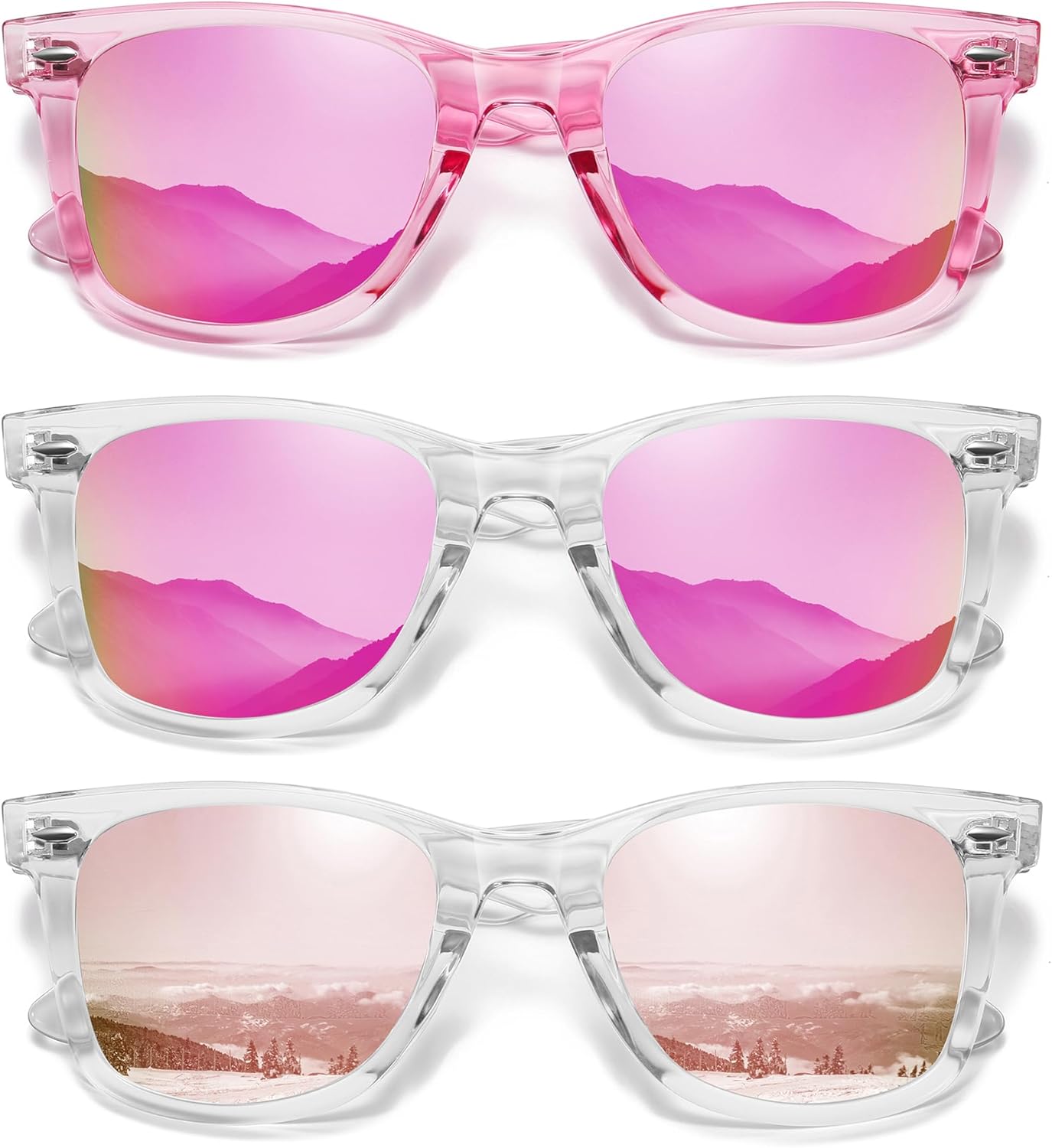 

Солнцезащитные очки MEETSUN Retro с поляризованными линзами для женщин и мужчин, классические зеркальные линзы, стильные очки для вождения, защита от УФ-излучения (3 шт.), (3 Pack) Pink