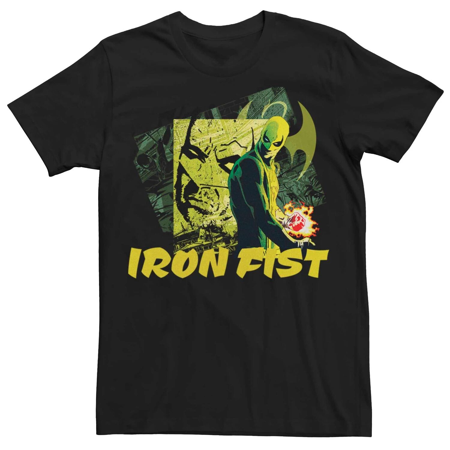 

Мужская футболка с плакатом и панелями Marvel Retro Iron Fist Licensed Character