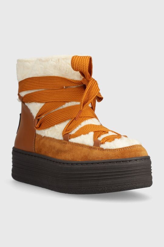 Зимние ботинки женские Steve Madden Haddy из замши и натуральной кожи, коричневый/экрю — фото 2