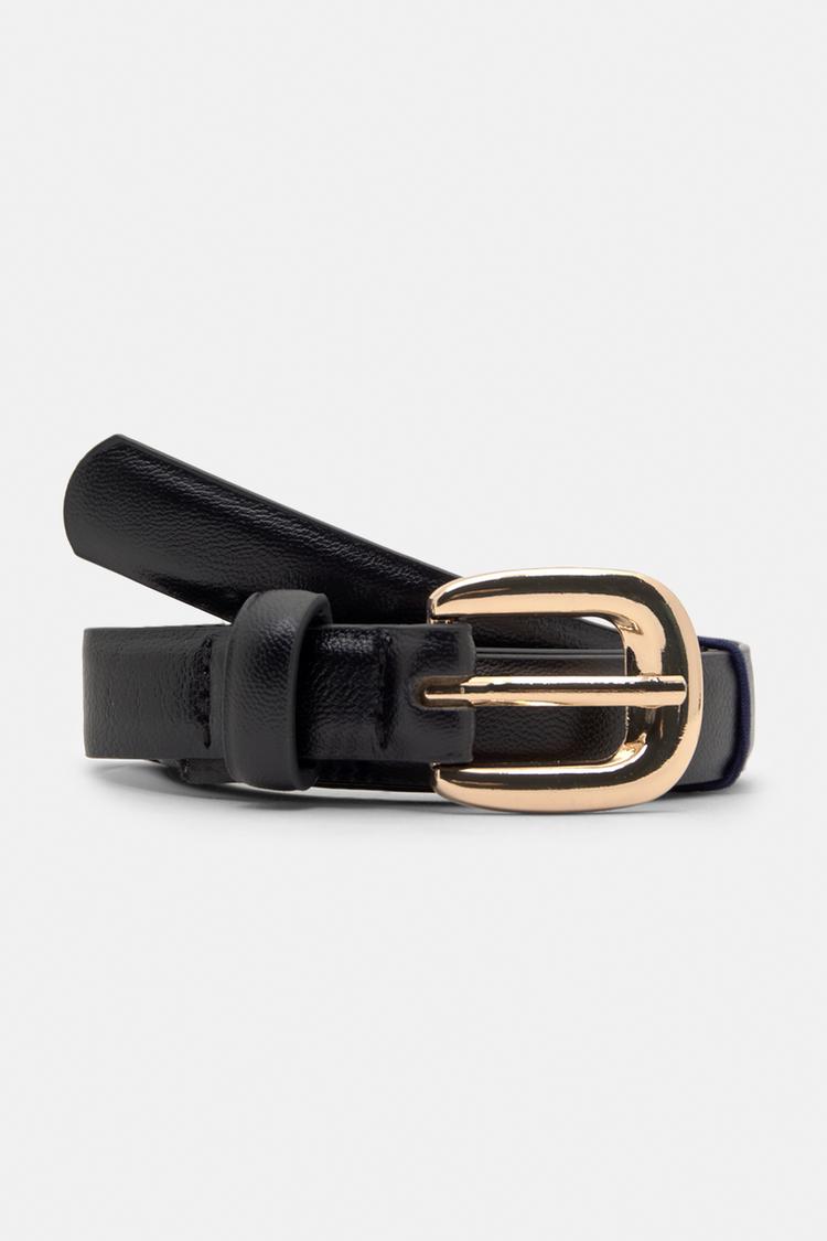 

Ремень из искусственной кожи с пряжкой Pull And Bear, черный