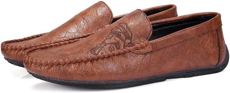 Мужские лоферы с цветочным узором, Vegan Leather, Brown PUGHGAETZF — фото 4
