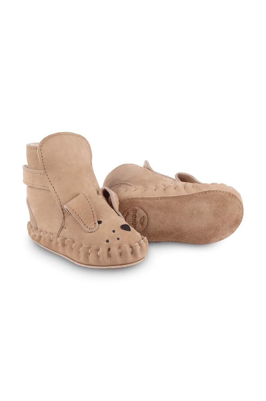 

Кожаные тапочки Donsje для новорожденных Kapi Classic Booties Dog, бежевый