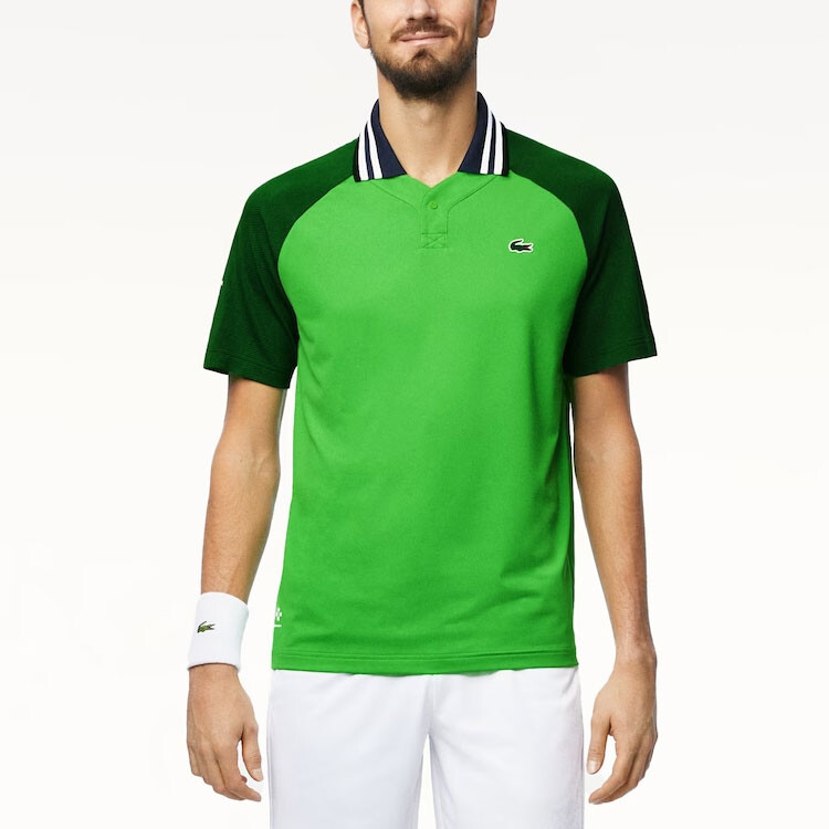Мужская рубашка поло Daniel Медведев Collaboration, зеленая Lacoste, зеленый — фото 3
