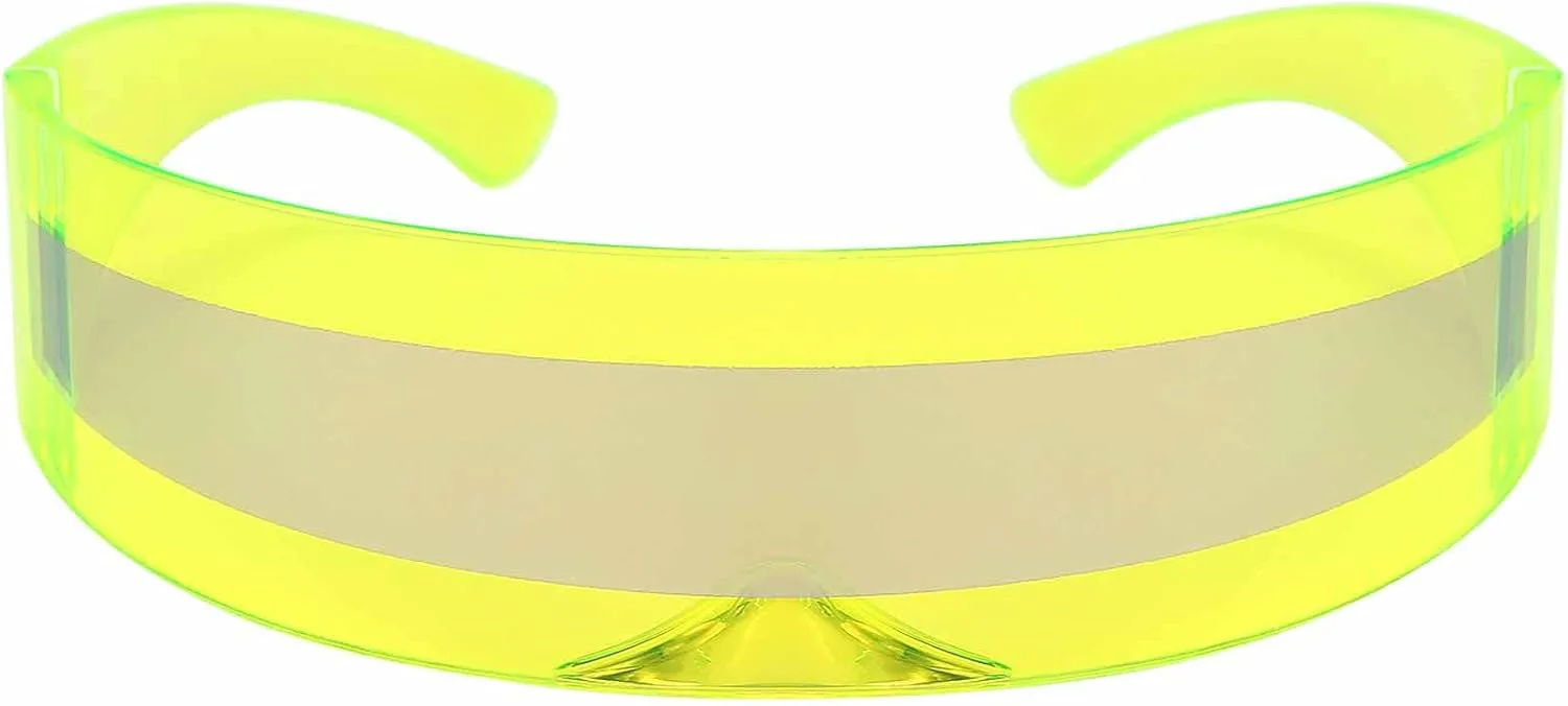 

Футуристические солнцезащитные очки Dollger в стиле Y2K, космический циклоп, обтекаемая форма, без оправы, полупрозрачные зеркальные линзы, Lemon Yellow Coating