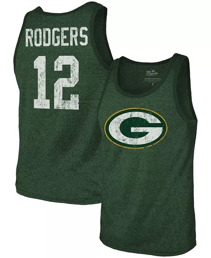 

Мужская майка Aaron Rodgers Green Green Bay Packers с именем и номером Tri-Blend Fanatics