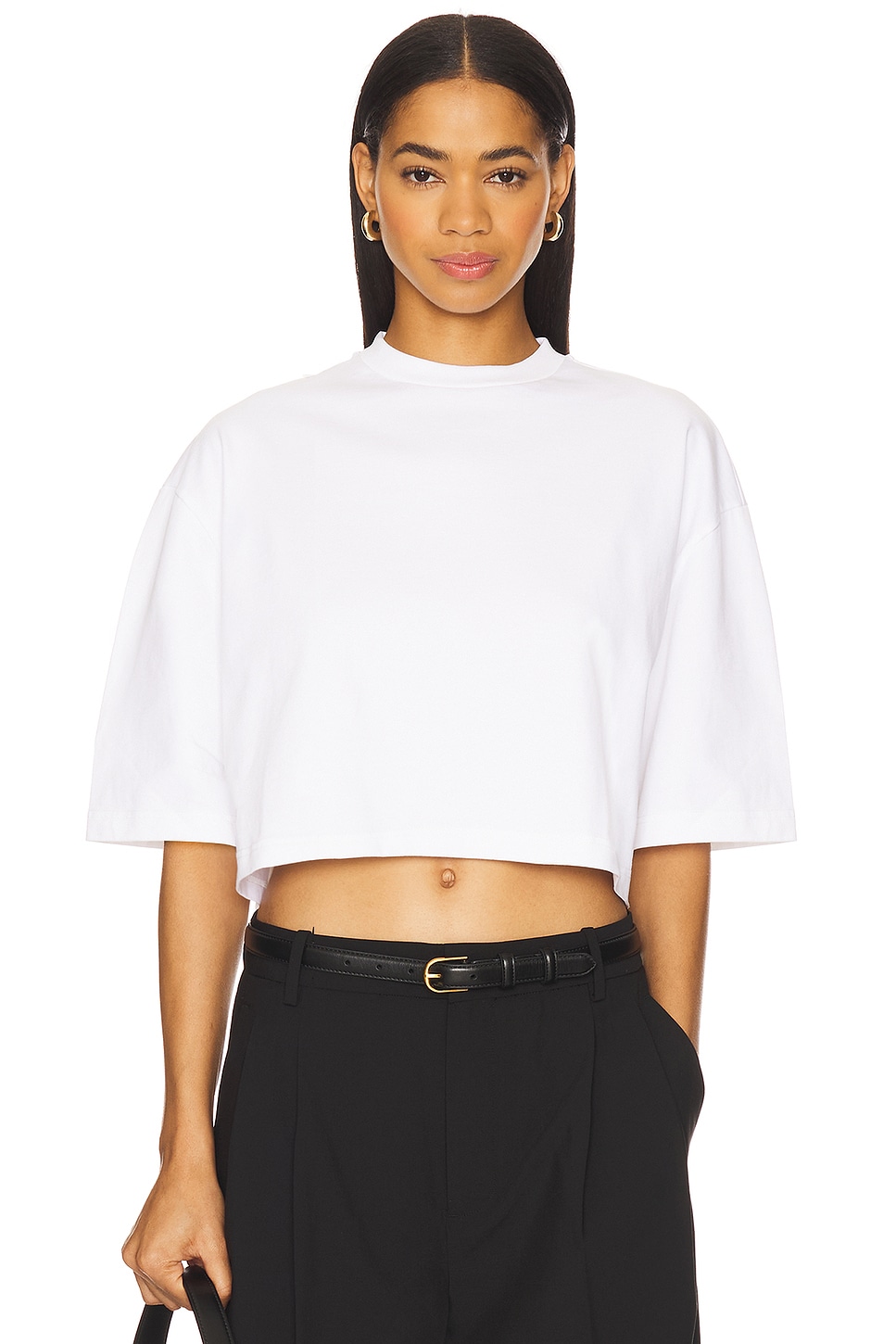 

Широкая обрезанная футболка Rohe, white