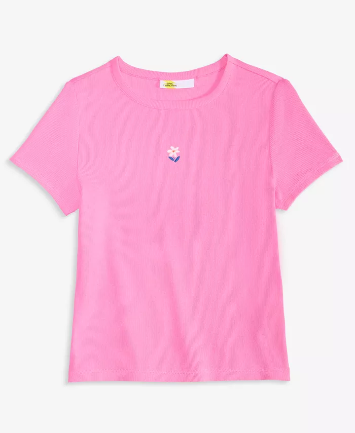 

Футболка с цветочной вышивкой для девочек Little & Big Girls Epic Threads, розовый