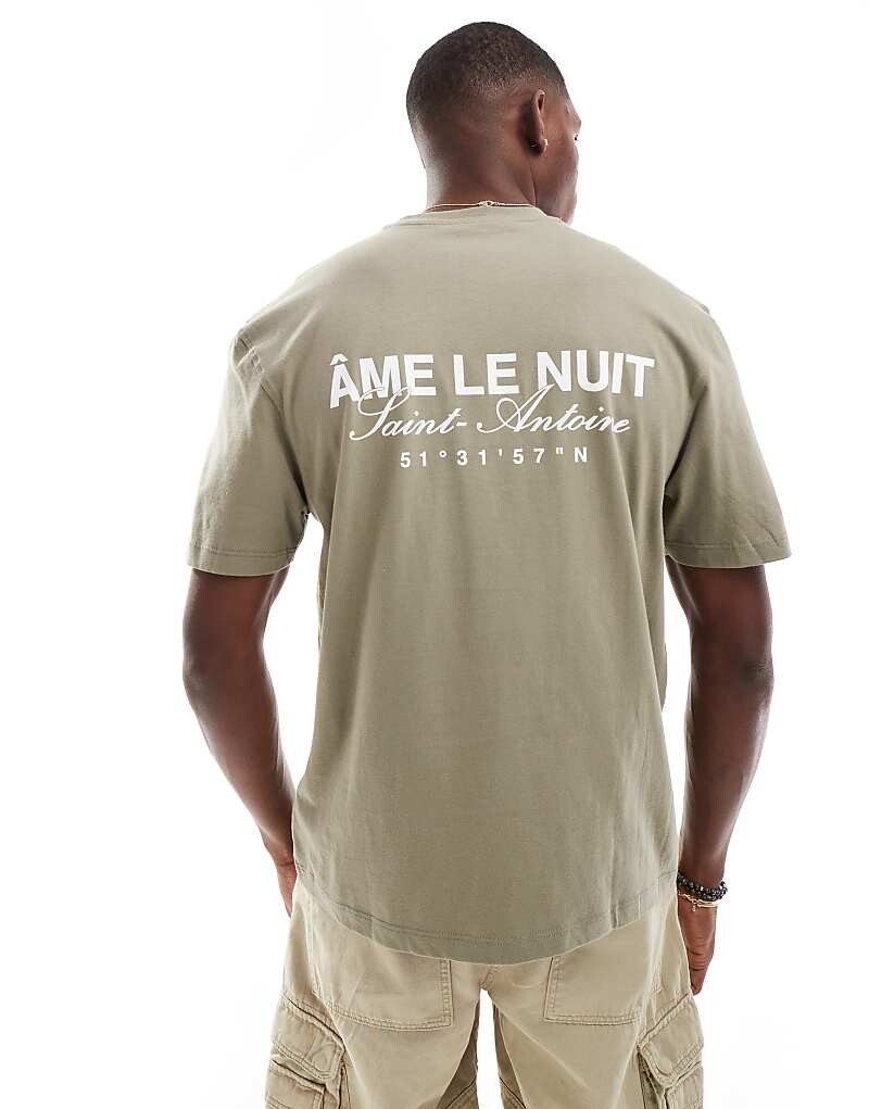 

Футболка цвета хаки с логотипом River Island "Ame le Nuit"
