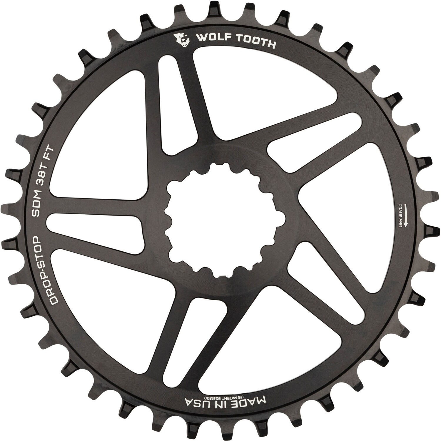 

Звездочка прямого монтажа для SRAM, 3 болта, смещение 6 мм, 38–42 зубца Wolf Tooth Components, черный
