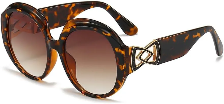 

Винтажные круглые солнцезащитные очки для женщин с градиентным переходом цвета, женские солнцезащитные очки с защитой от УФ-излучения UV400 HDUBFY, Leopard