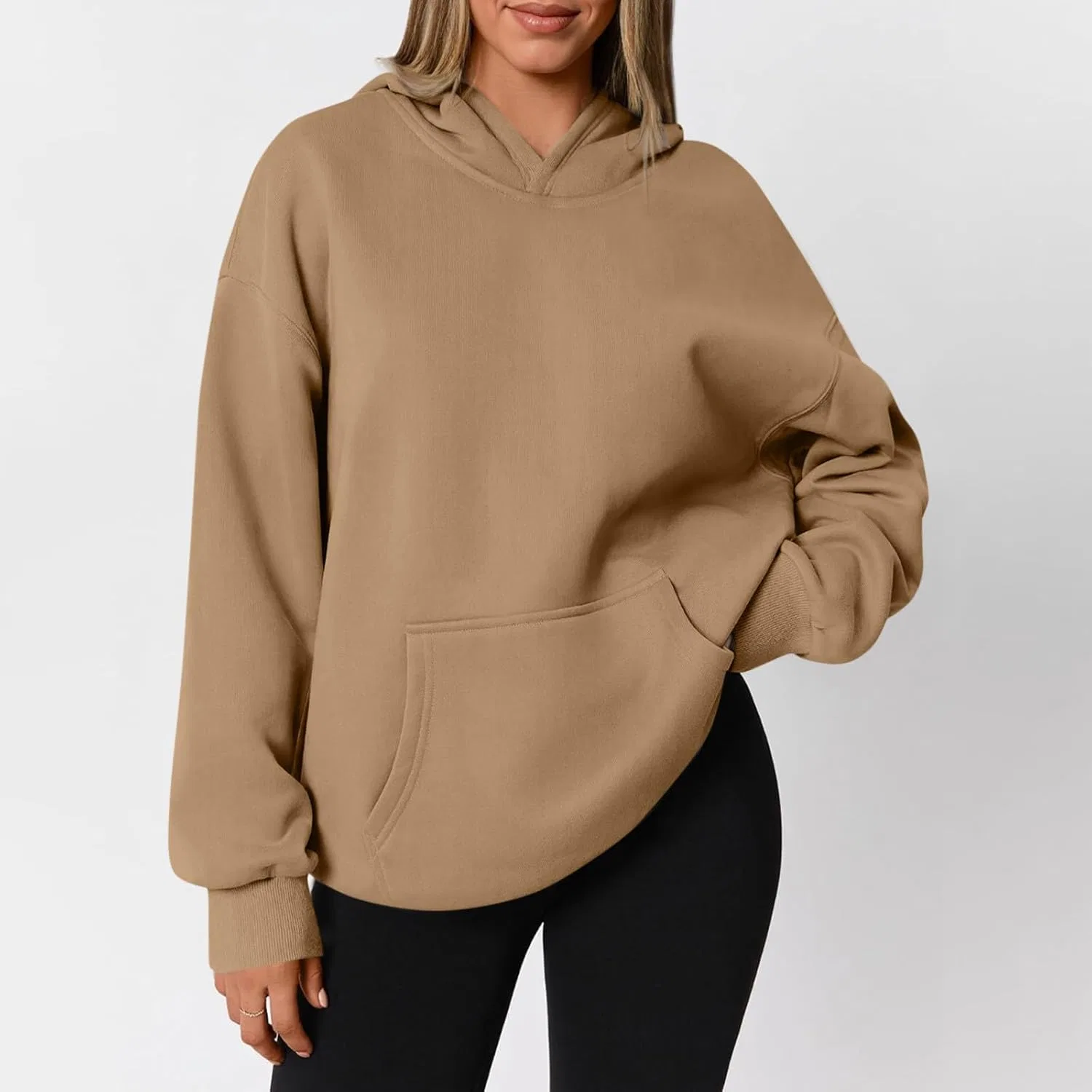 Толстовка женская оверсайз из флиса, Generic, A003-camel — фото 2