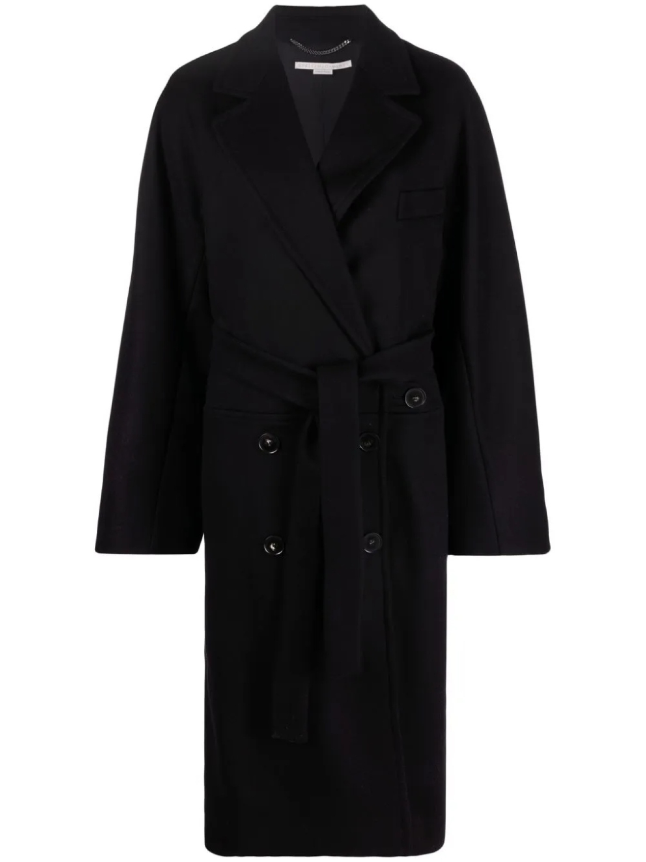 

Шерстяное пальто с поясом Stella McCartney, черный