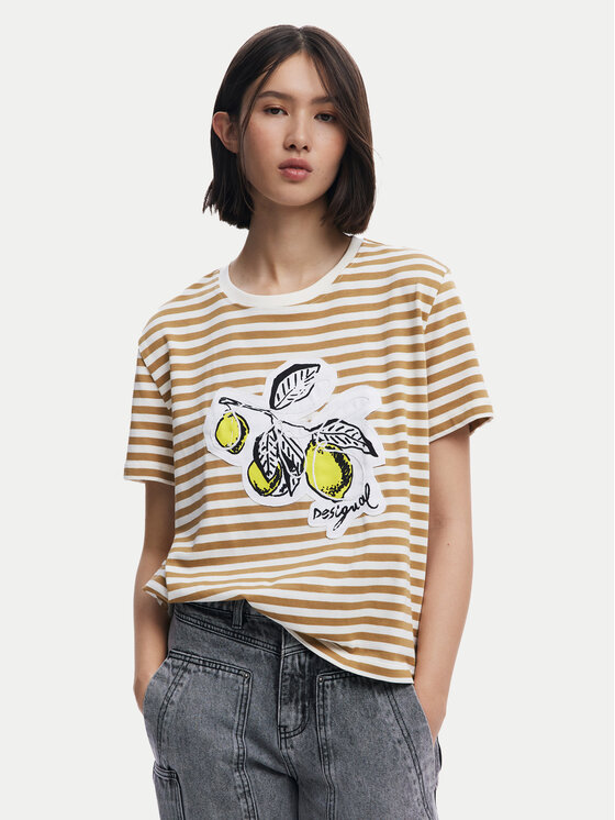 

Футболка обычного кроя Lemon 25SWTKAE Desigual, бежевый