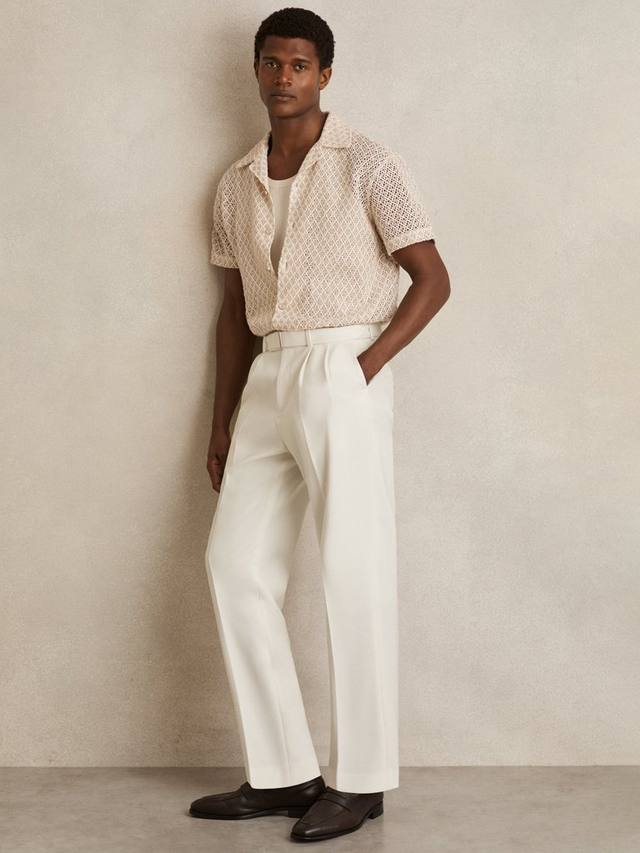 

Брюки с зауженным низом из шерстяной смеси со штрипками Reiss, White