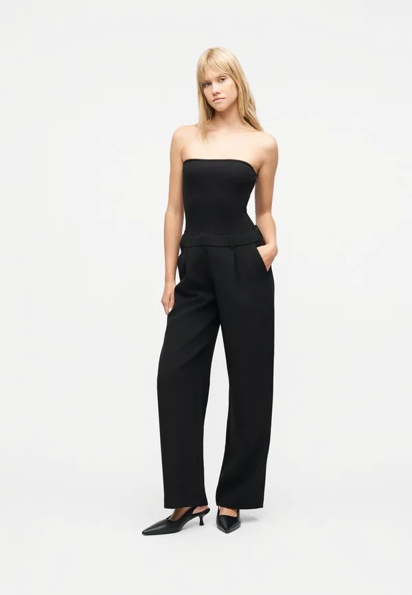 Комбинезон без бретелей из комбинированных материалов Gap, True Black — фото 3