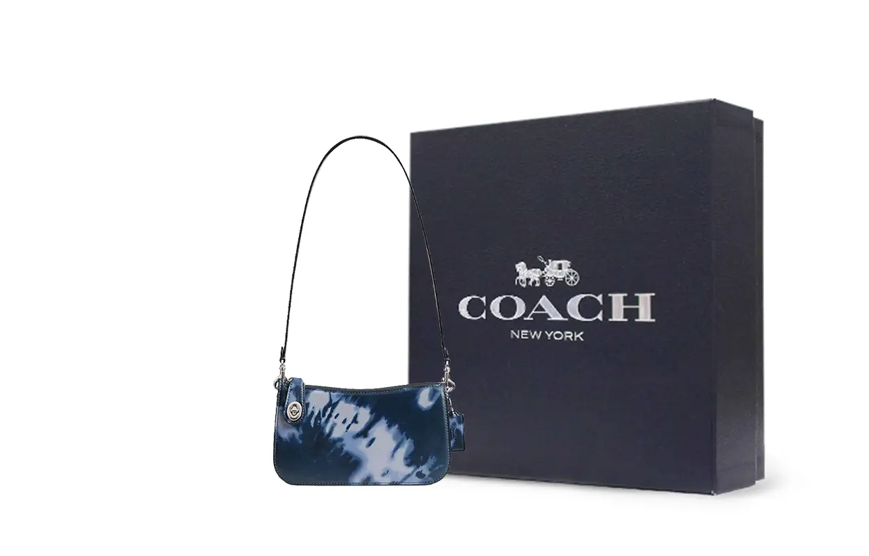 

COACH Гладкая кожаная женская сумка через плечо Полуночный морской синий