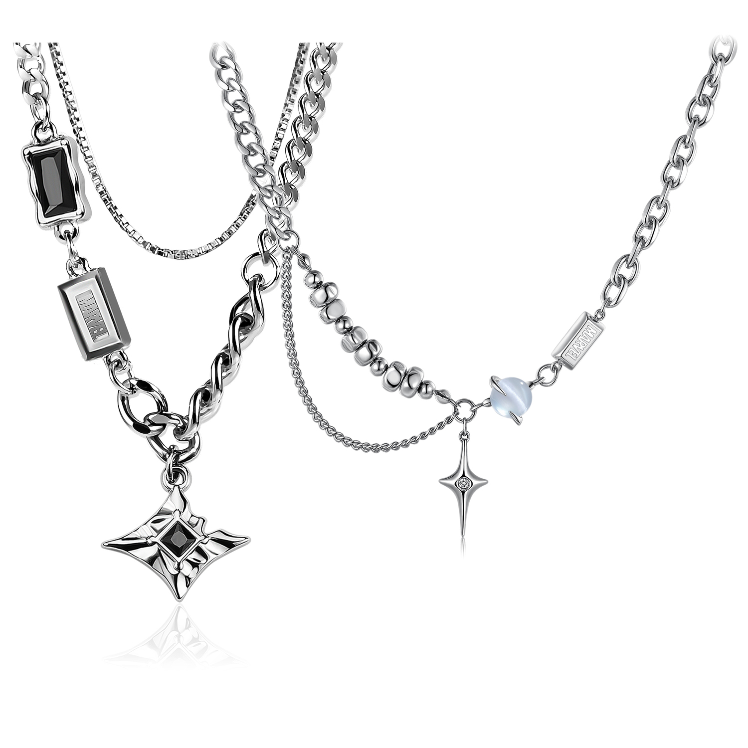 

Мужские и женские колье Marvel из нержавеющей стали Disney, avengers collection double-layer sparkle double chain[brand collaboration box]