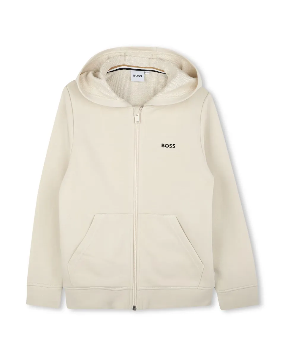 

Белая мальчишеская куртка с длинными рукавами BOSS Kidswear, белый