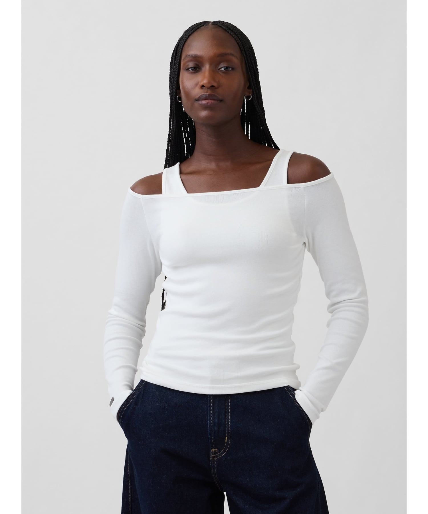 (W) Современный топ с открытыми плечами GAP, NEW_OFF_WHITE