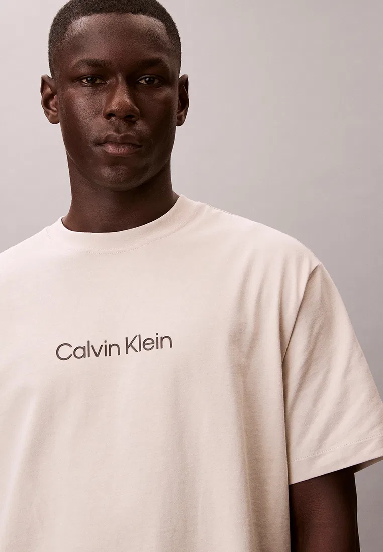 Футболка с круглым вырезом и логотипом, Calvin Klein Jeans, овсяный — фото 4