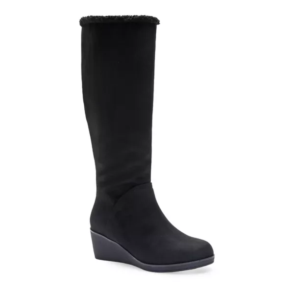 Женские овчинные сапоги Binocular до колена Aerosoles, цвет black faux suede