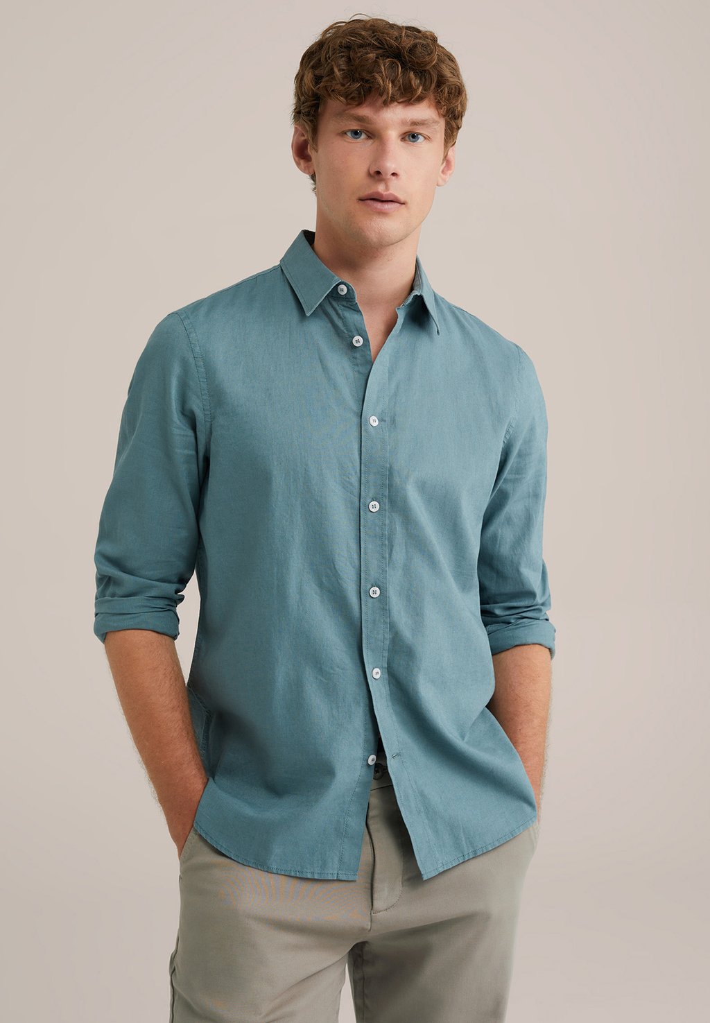 

Рубашка THE LINEN WE Fashion, металлик синий