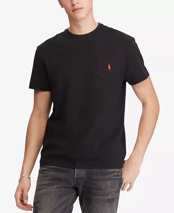 

Мужская классическая футболка с круглым вырезом и карманом Polo Ralph Lauren, черный
