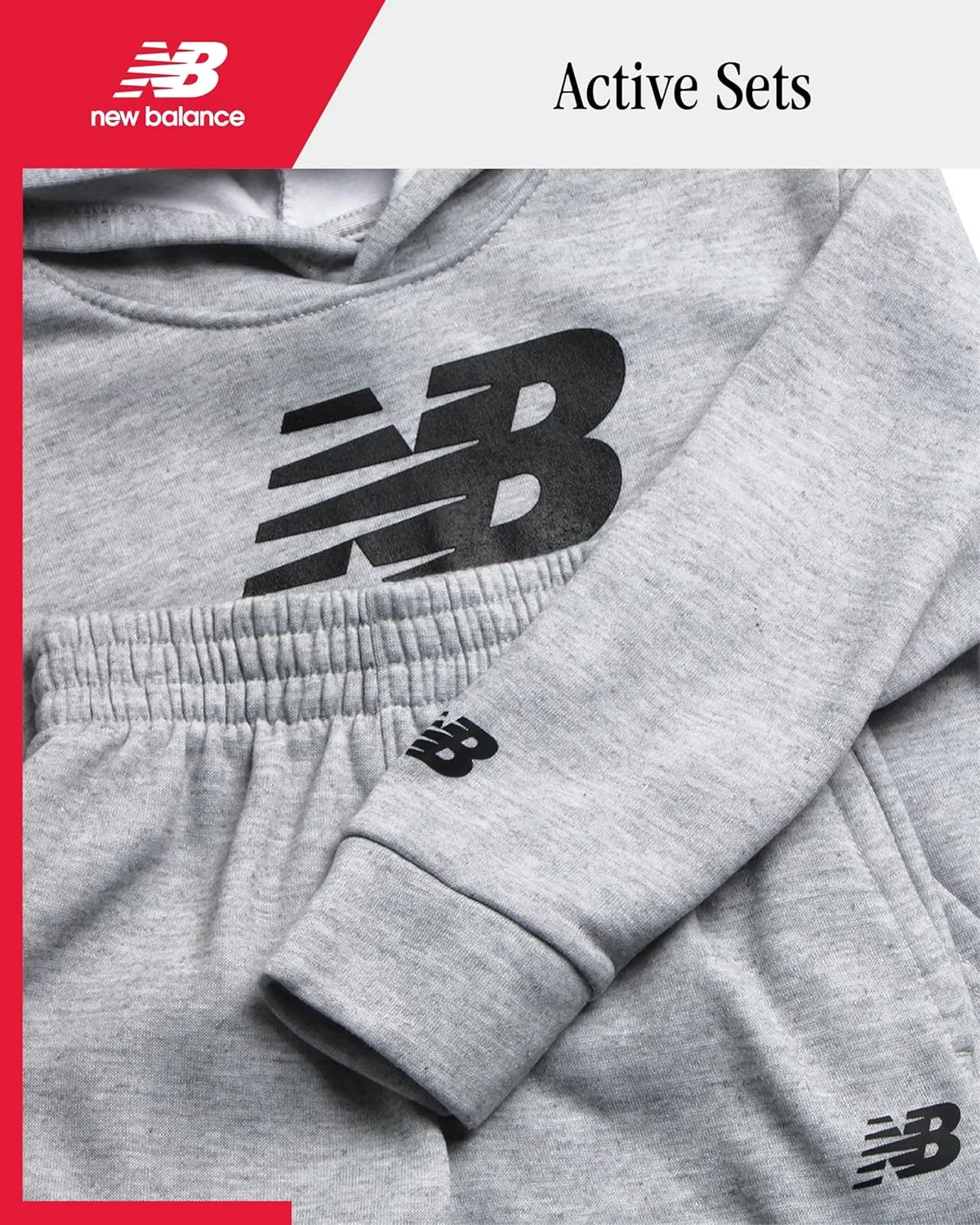 Детский спортивный костюм из флиса New Balance, 2 предмета, Light Heather Grey — фото 2