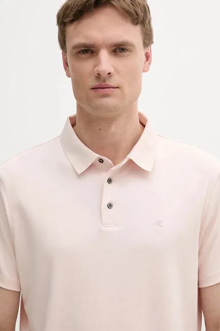Поло хлопковое Calvin Klein, бежевый — фото 3