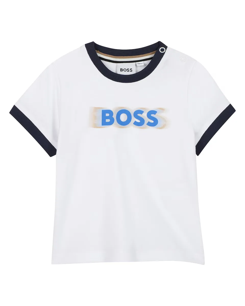 

Футболка для мальчика в белом хлопковом цвете BOSS Kidswear, белый