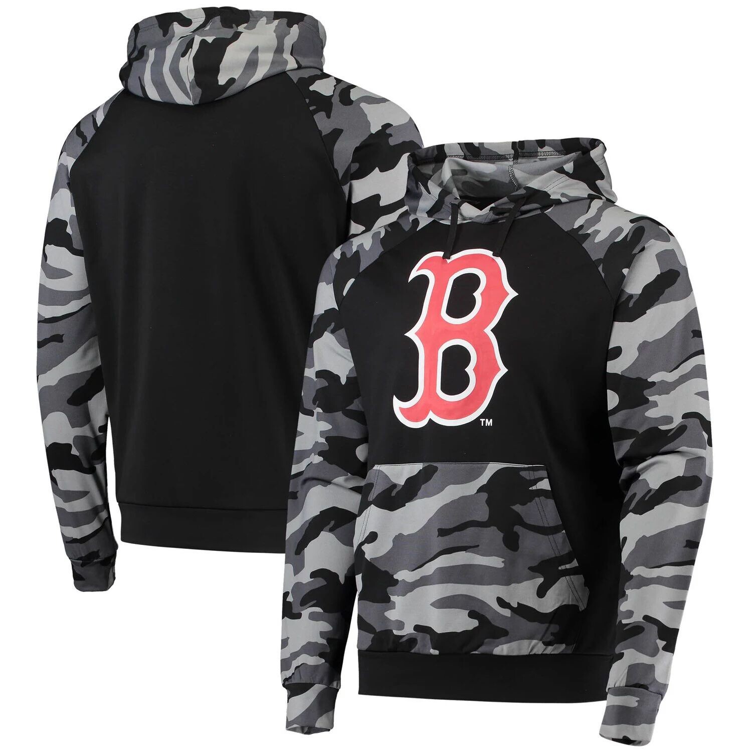 

Мужской пуловер с капюшоном FOCO Black Boston Red Sox Camo реглан