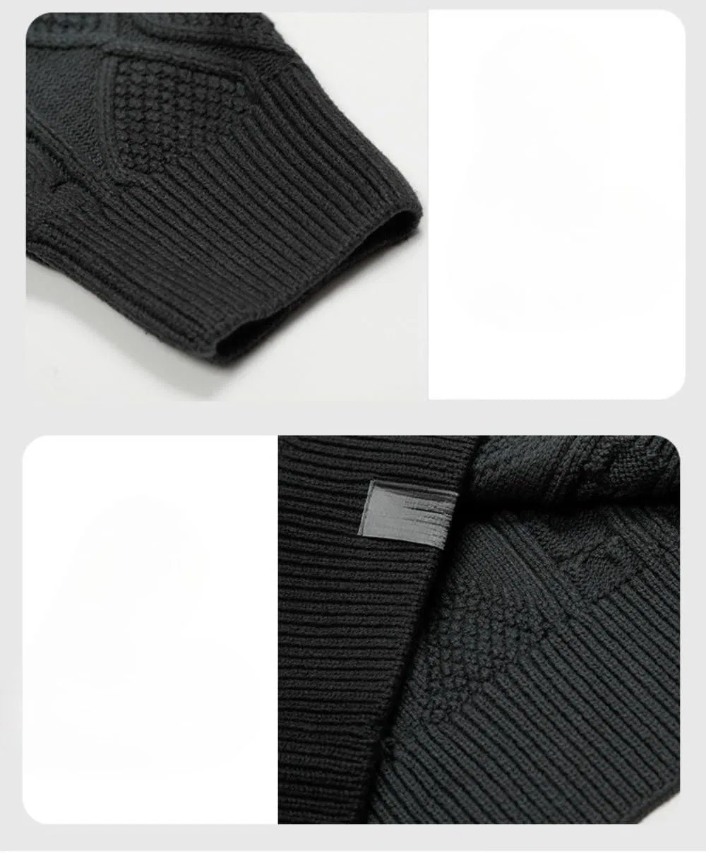 Мужской свитер Twist Knit утолщенный однотонный теплый повседневный пуловер Generic, 1 — фото 4