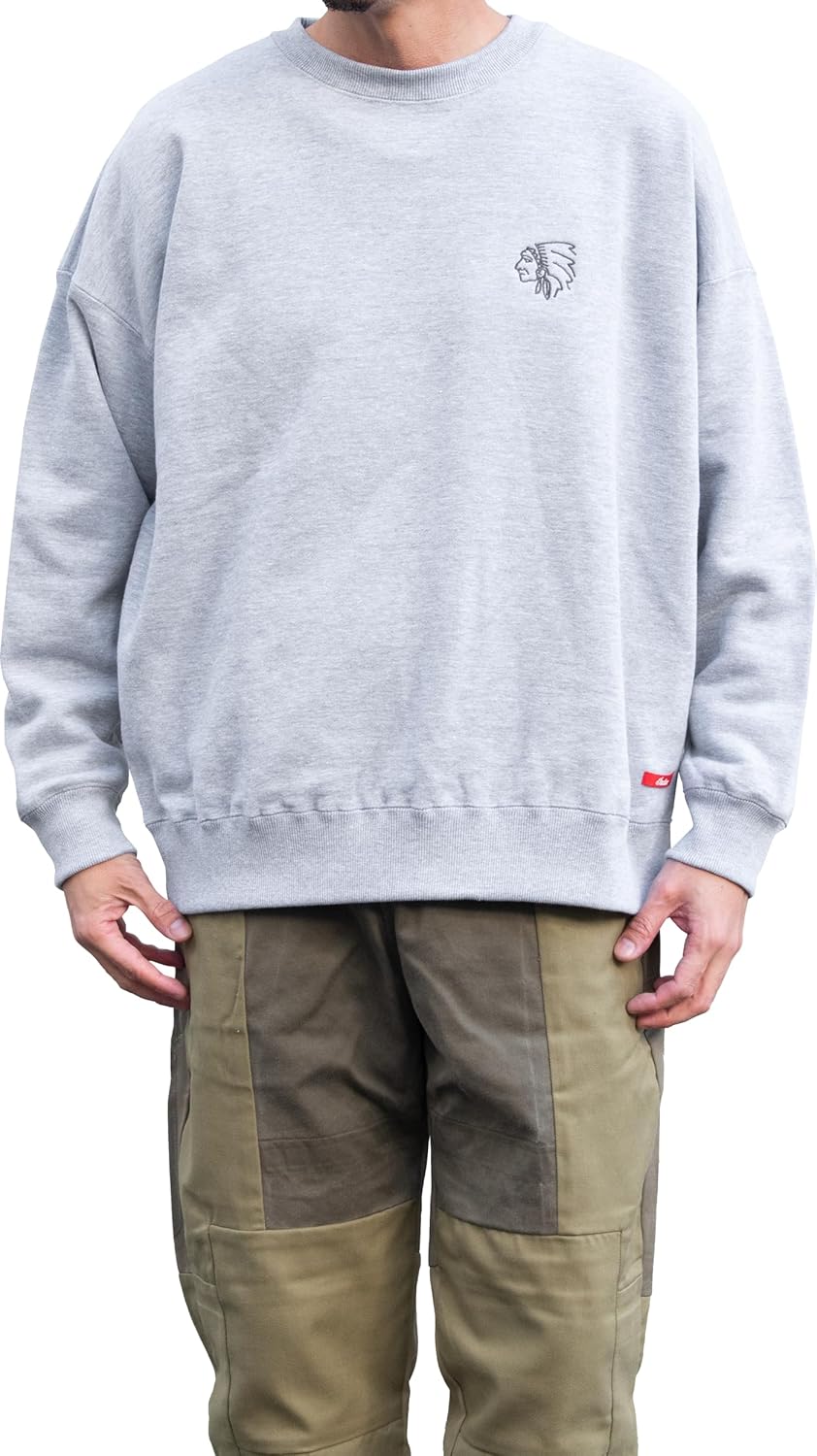 

Большая индийская толстовка с силуэтом вождя, вышивка Indian, меланжевый серый