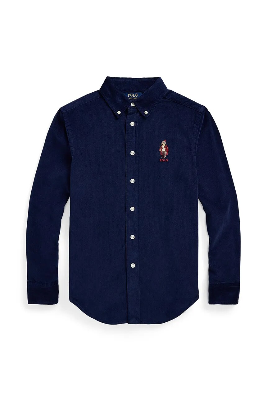 

Детская хлопковая рубашка Polo Ralph Lauren, темно-синий