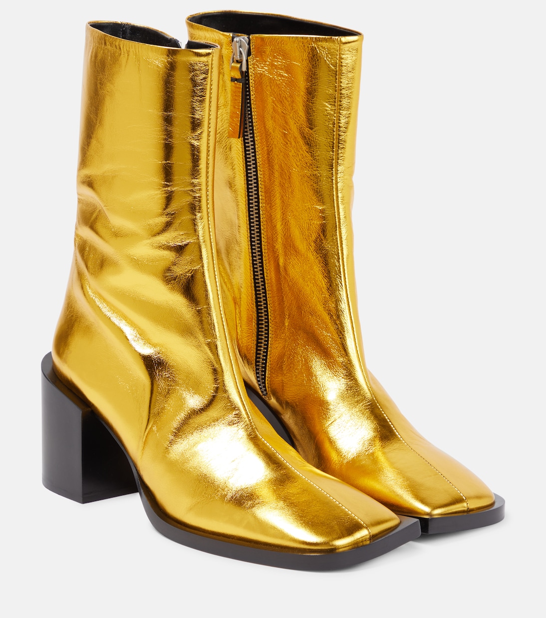 Ботильоны из металлизированной кожи Jil Sander, Dark Gold