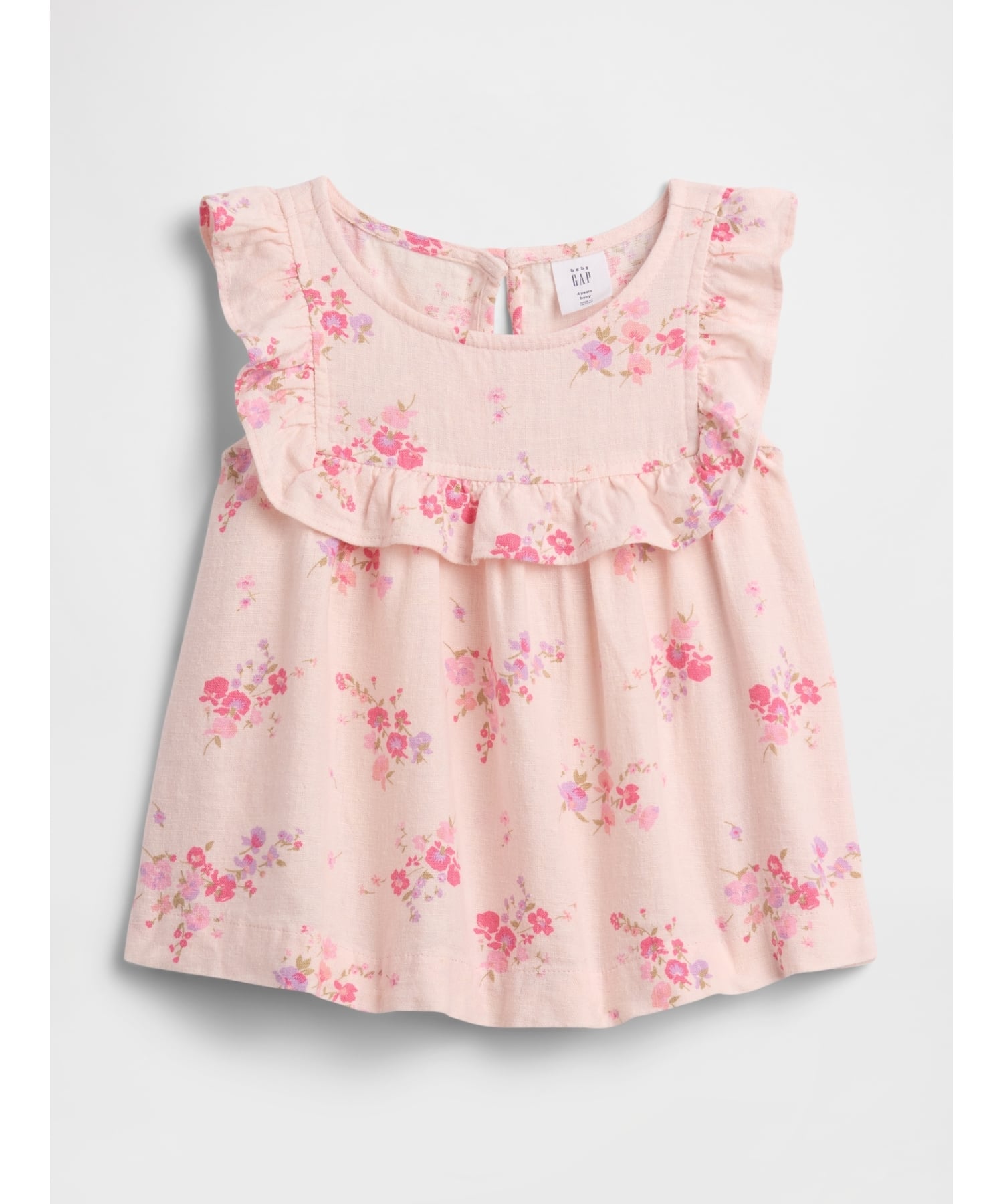 (K)babyGap Топ с оборками из льняной смеси GAP, PINK_FLORAL