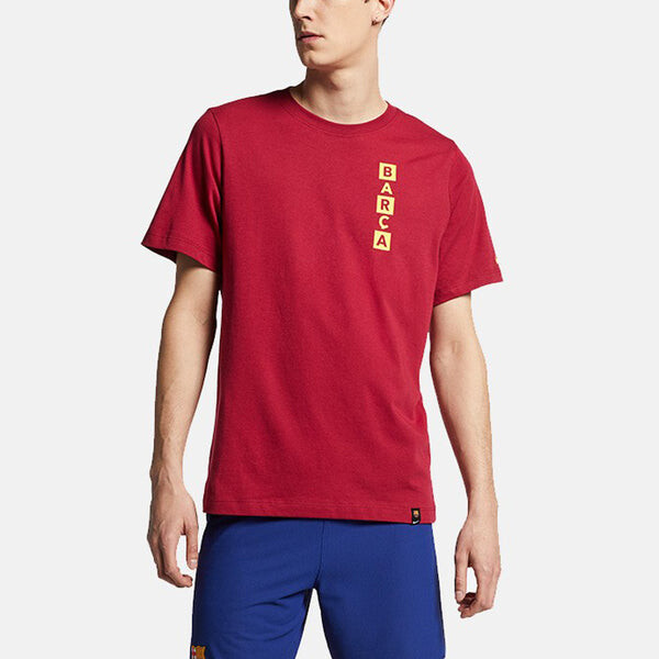 Футболка Men's Nike Barcelona Element Alphabet Printing Pure Cotton Round Neck Short Sleeve Red T-Shirt, мультиколор — фото 2